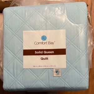 Comfort Bay Quilted Queen Coverlet - Soft Teal Blue
